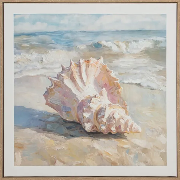 Canvas Home ESPRIT Beach Mediterranean With relief Snail 50 x 2,5 x 50 cm (4 Units)