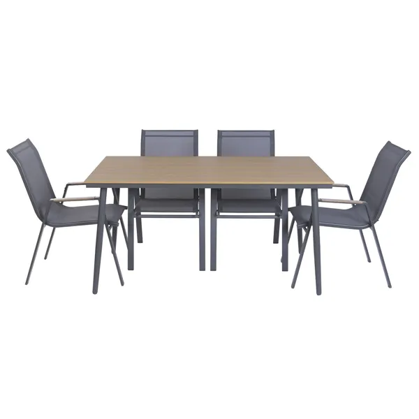Table set with 6 chairs Home ESPRIT Brown Dark grey 150 X 90 X 73 CM