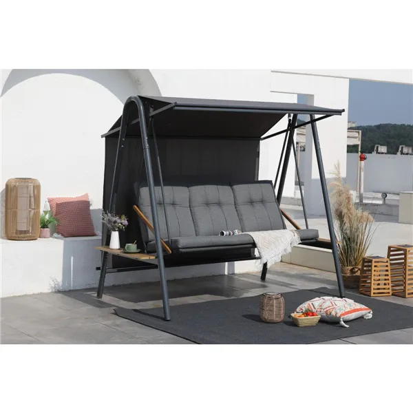 Bench Home ESPRIT Brown Dark grey Steel Polywood 215 X 120 X 180 CM