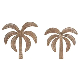 Wall Decoration Home ESPRIT Natural Mediterranean Palm tree (2 Units)