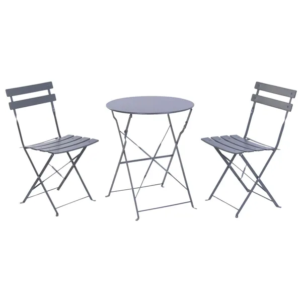 Table set with 2 chairs Home ESPRIT Grey 60 x 60 x 71 cm