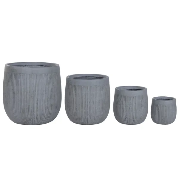 Set of Planters Home ESPRIT Dark grey Fibre Magnesium 50 x 50 x 54 cm (4 Units)