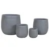 Set of Planters Home ESPRIT Dark grey Fibre Magnesium 50 x 50 x 54 cm (4 Units)