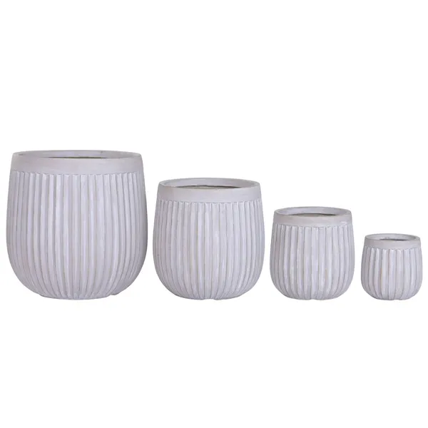 Set of Planters Home ESPRIT Brown Grey Fibre Magnesium 50 x 50 x 54 cm (4 Units)