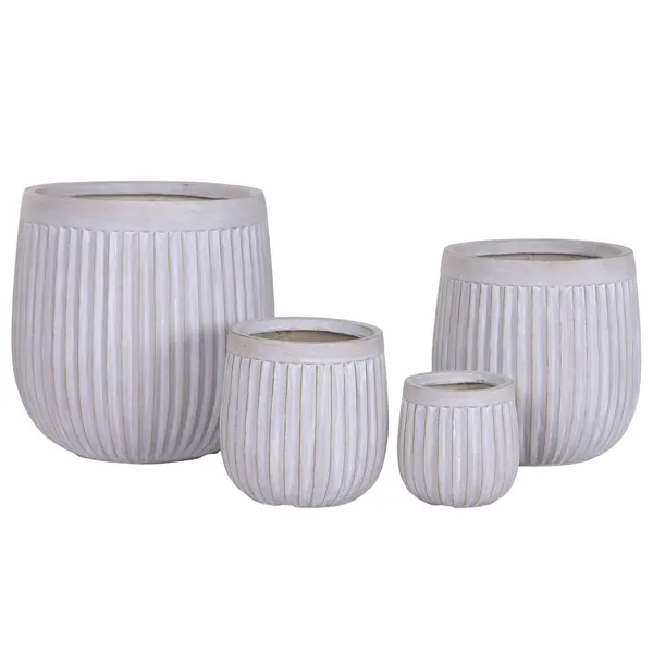 Set of Planters Home ESPRIT Brown Grey Fibre Magnesium 50 x 50 x 54 cm (4 Units)