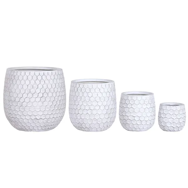 Set of Planters Home ESPRIT Grey Fibre Magnesium 50 x 50 x 54 cm (4 Units)