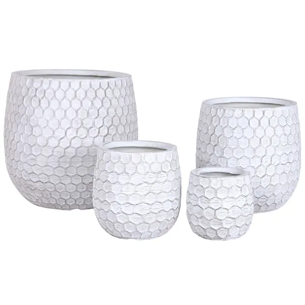 Set of Planters Home ESPRIT Grey Fibre Magnesium 50 x 50 x 54 cm (4 Units)