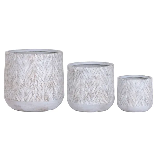 Set of Planters Home ESPRIT Brown Grey Fibre Magnesium 51 x 51 x 51 cm (3 Pieces)