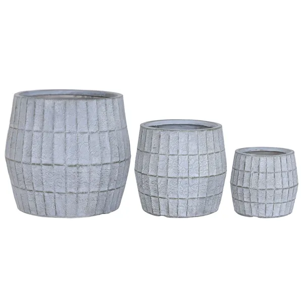 Set of Planters Home ESPRIT Grey Fibre Magnesium 50 x 50 x 50 cm (3 Pieces)