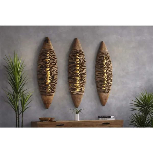 Wall Lamp Home ESPRIT Brown Natural 49 X 10 X 140 CM