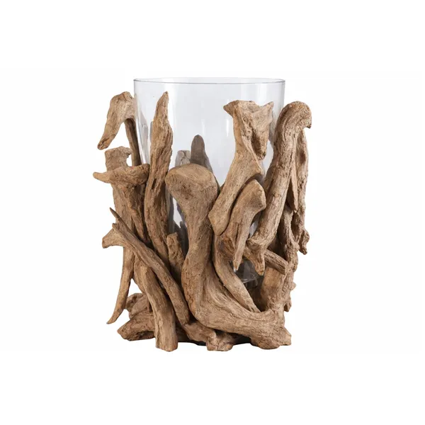 Vase Home ESPRIT Brown Crystal Teak Natural 40 x 40 x 50 cm