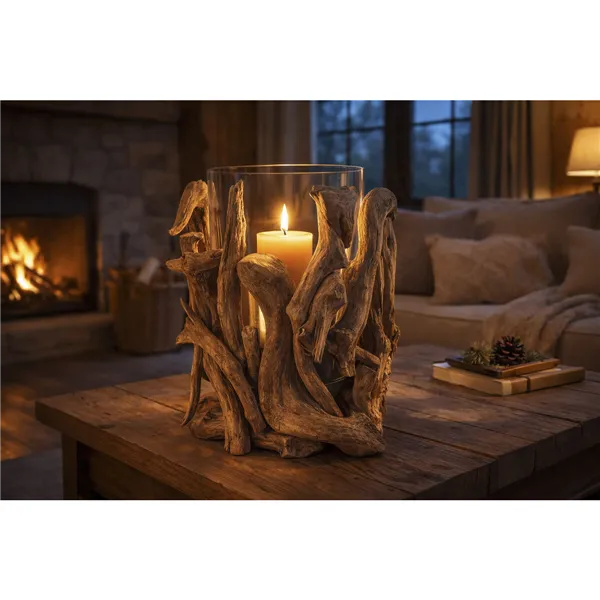 Vase Home ESPRIT Brown Crystal Teak Natural 40 x 40 x 50 cm