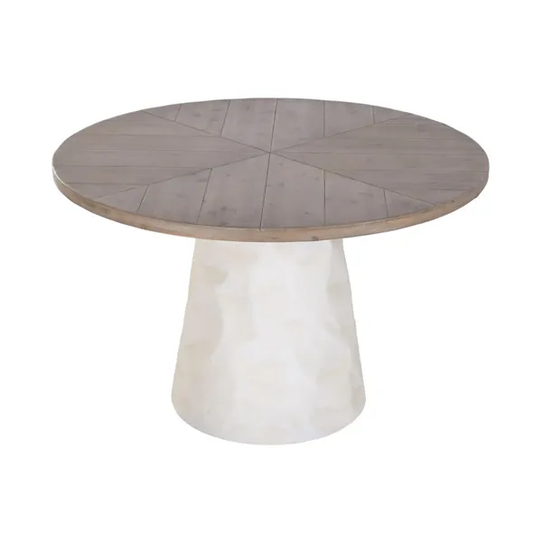 Dining Table Home ESPRIT White Brown Wood Metal 120 x 120 x 76 cm