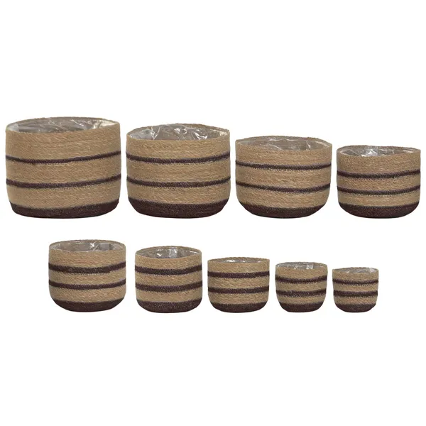 Set of Planters Home ESPRIT Natural Dark brown Natural Fibre 35 x 35 x 29 cm