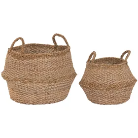 Basket set Home ESPRIT Natural Jute Seagrass (2 Pieces)