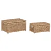 Laundry basket Home ESPRIT White Natural Wood Water hyacinth Tropical 60 X 38 X 30 CM (2 Units)