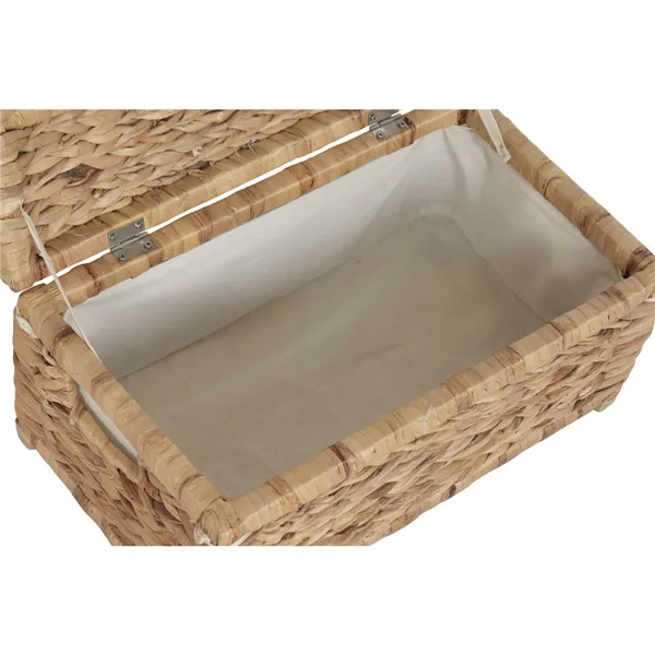 Laundry basket Home ESPRIT White Natural Wood Water hyacinth Tropical 60 X 38 X 30 CM (2 Units)