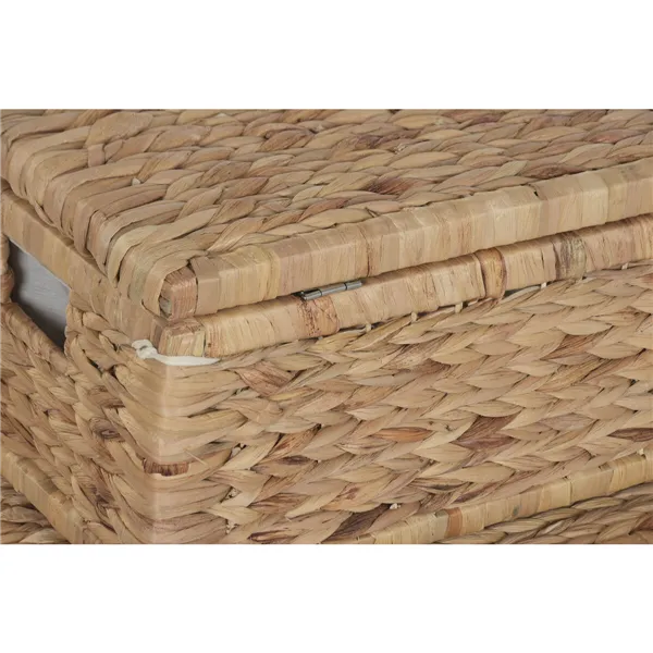 Laundry basket Home ESPRIT White Natural Wood Water hyacinth Tropical 60 X 38 X 30 CM (2 Units)