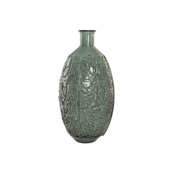 Vase Home ESPRIT Green Recycled glass Tropical Leaf of a plant 29 x 29 x 59 cm