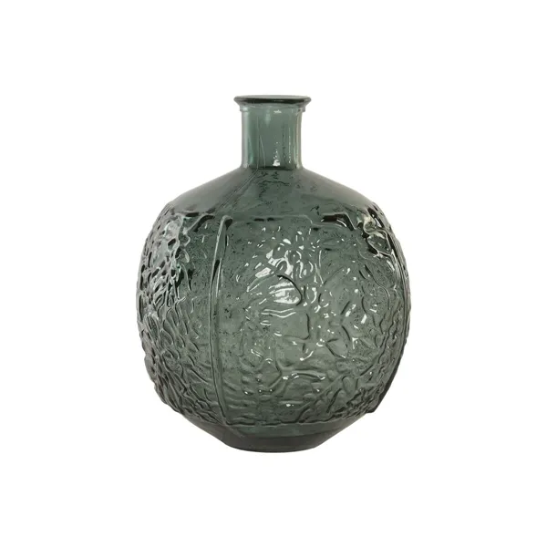 Vase Home ESPRIT Green Recycled glass Tropical Leaf of a plant 32 x 32 x 43 cm
