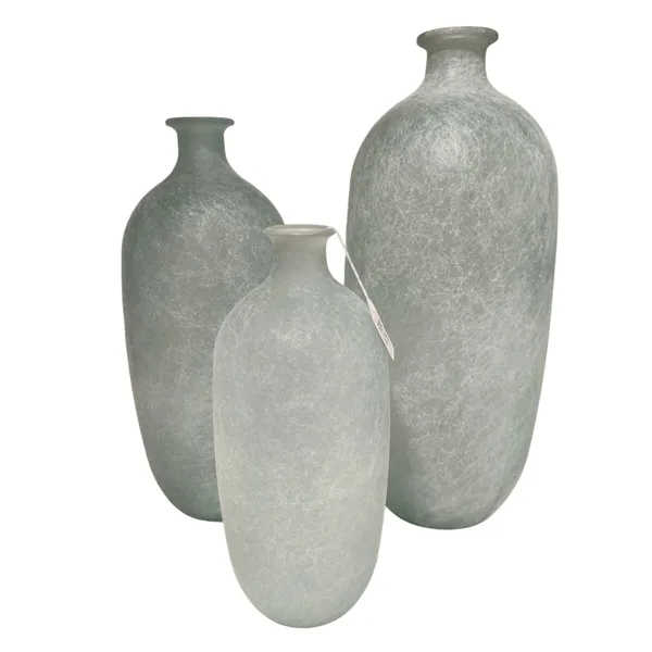 Vase Home ESPRIT Sky blue Recycled glass Mediterranean 16 x 16 x 38 cm