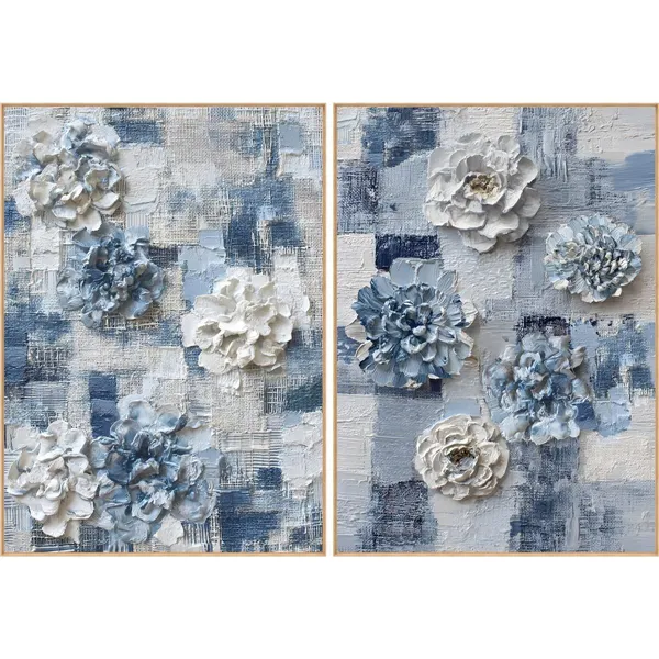 Canvas Home ESPRIT Blue White Modern 103 x 4 x 143 cm (2 Units)