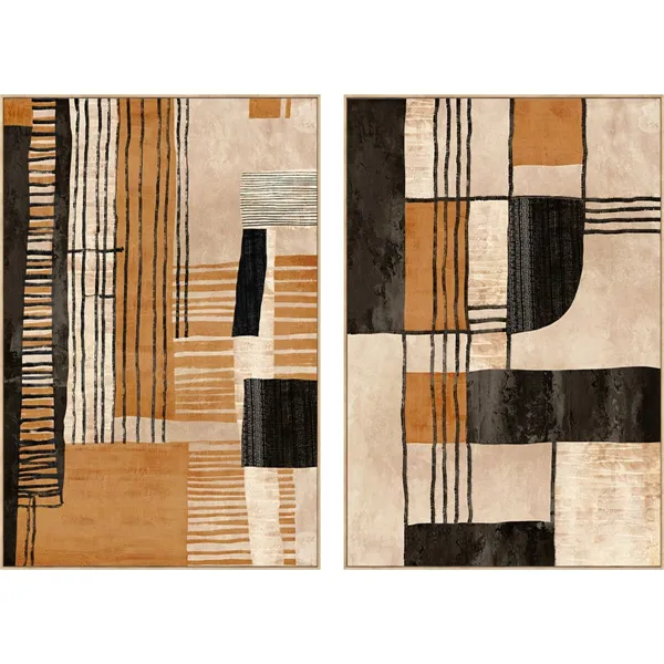 Canvas Home ESPRIT Beige Orange Urban 82,5 x 4,5 x 122,5 cm (2 Units)