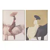 Canvas Home ESPRIT Beige Grey Modern Horse 100 x 4 x 140 cm (2 Units)