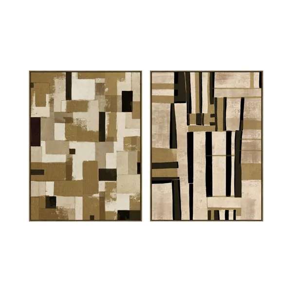 Canvas Home ESPRIT Brown Beige Modern With relief Urban 90 x 4 x 120 cm (2 Units)
