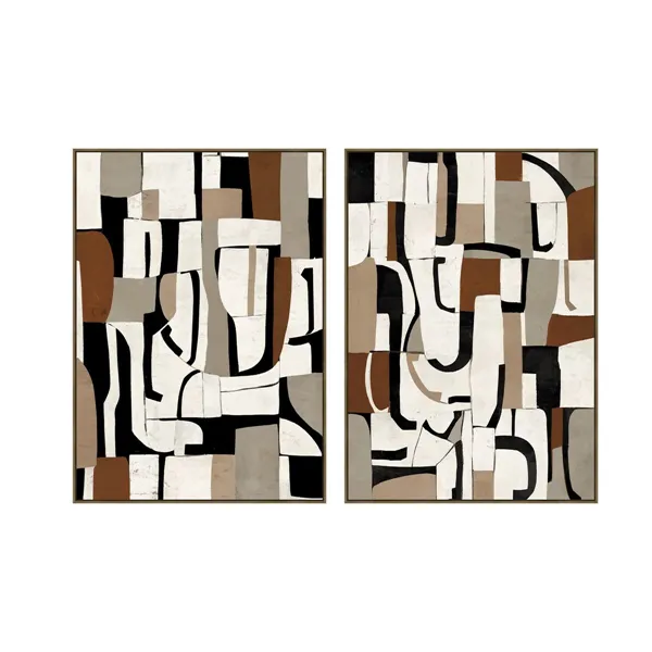 Canvas Home ESPRIT White Grey Abstract Urban 100 x 4 x 140 cm (2 Units)