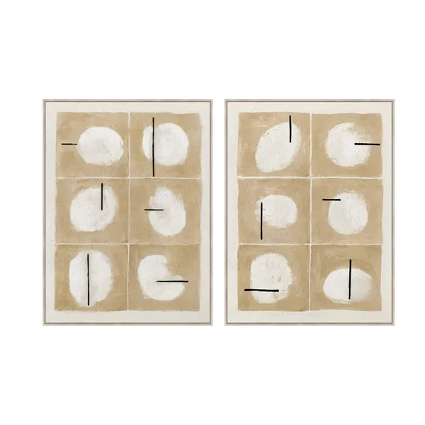 Canvas Home ESPRIT White Black Beige Modern With relief Urban 90 x 4 x 120 cm (2 Units)
