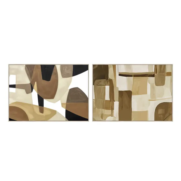 Canvas Home ESPRIT Brown Beige Abstract With relief Urban 140 x 4 x 100 cm (2 Units)