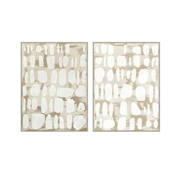Canvas Home ESPRIT White Beige Abstract Urban 90 x 4 x 120 cm (2 Units)