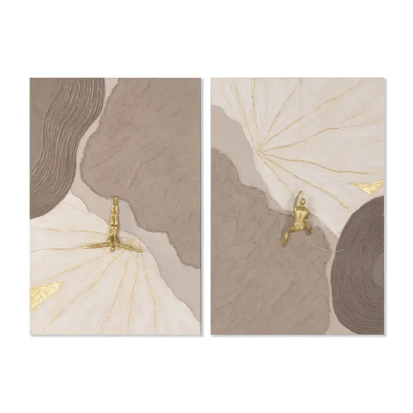 Canvas Home ESPRIT Beige Moka Abstract Men Modern 80 X 17,5 X 120 CM (2 Units)