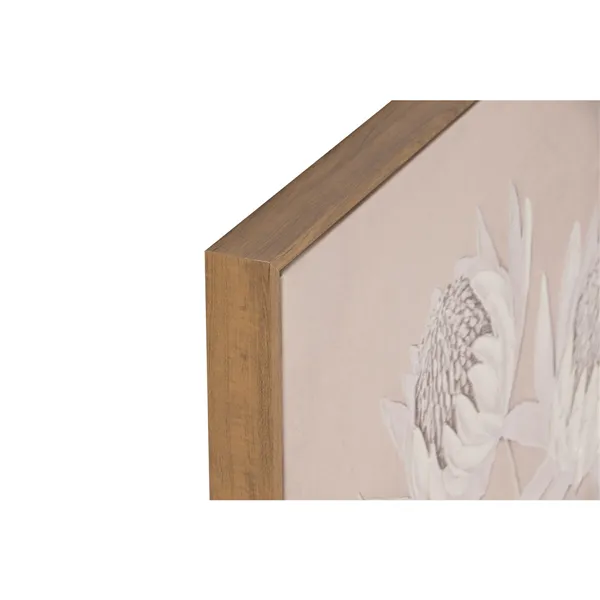 Canvas Home ESPRIT White Beige Flowers Traditional 60 X 3,7 X 80 CM (2 Units)
