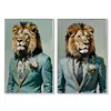 Canvas Home ESPRIT Sky blue Lion Urban Lacquered 62 x 3,5 x 92 cm (2 Units)