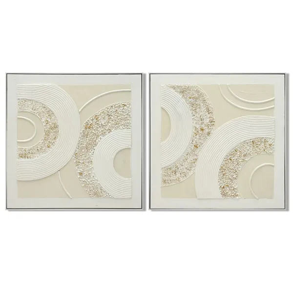 Canvas Home ESPRIT White Beige Abstract Scandinavian 82 x 4,5 x 82 cm (2 Units)