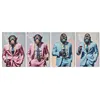 Canvas Home ESPRIT Blue Pink Lacquered 60 x 2,5 x 90 cm (4 Units)