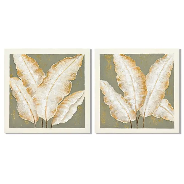 Canvas Home ESPRIT Green Beige Palms Tropical 100 x 3 x 100 cm (2 Units)