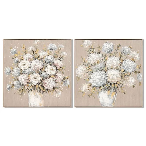 Canvas Home ESPRIT Beige Vase Shabby Chic 102 x 4,5 x 102 cm (2 Units)