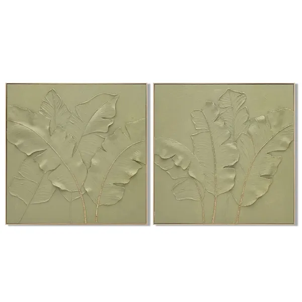 Canvas Home ESPRIT Green Palms Tropical 82 x 4,5 x 82 cm (2 Units)