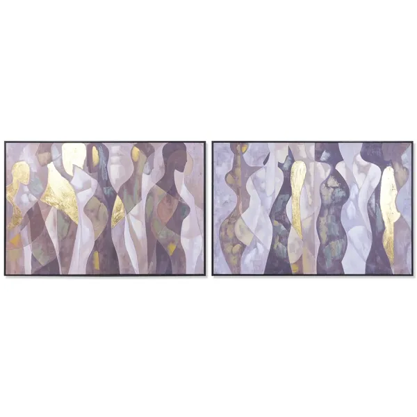 Canvas Home ESPRIT White Black Colonial Women 120 x 3,5 x 80 cm (2 Units)