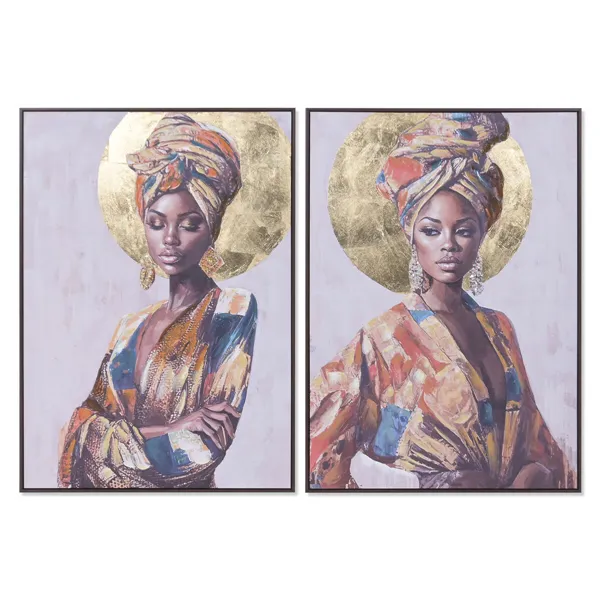 Canvas Home ESPRIT Colonial African Woman 70 x 3,5 x 100 cm (2 Units)