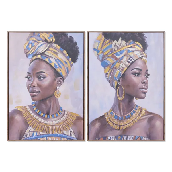 Canvas Home ESPRIT Colonial African Woman 70 x 3,5 x 100 cm (2 Units)