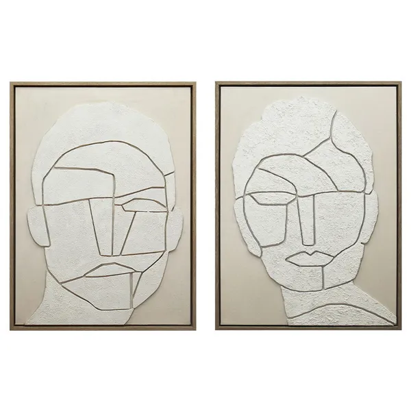 Canvas Home ESPRIT White Beige Persons Scandinavian 60 X 3,8 X 80 CM (2 Units)