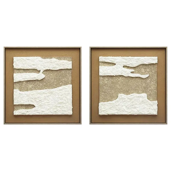 Canvas Home ESPRIT White Terracotta Modern 60 x 3,8 x 60 cm (2 Units)