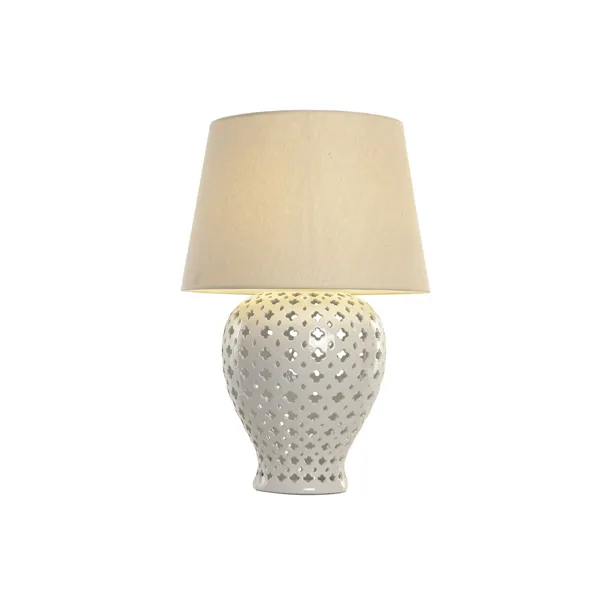 Desk lamp Home ESPRIT White Beige 220 V