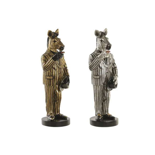 Decorative Figure Home ESPRIT Golden Silver Zebra Loft (2 Units)