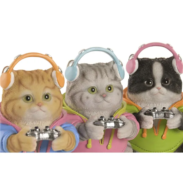 Decorative Figure Home ESPRIT Multicolour Cat (3 Units)
