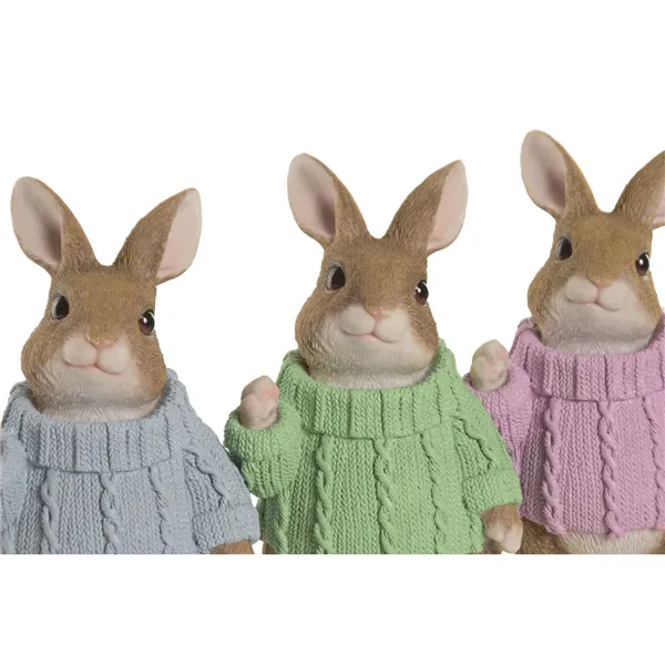 Decorative Figure Home ESPRIT Multicolour Rabbit Shabby Chic (3 Units)